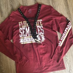 Lace up FSU tee. New.
